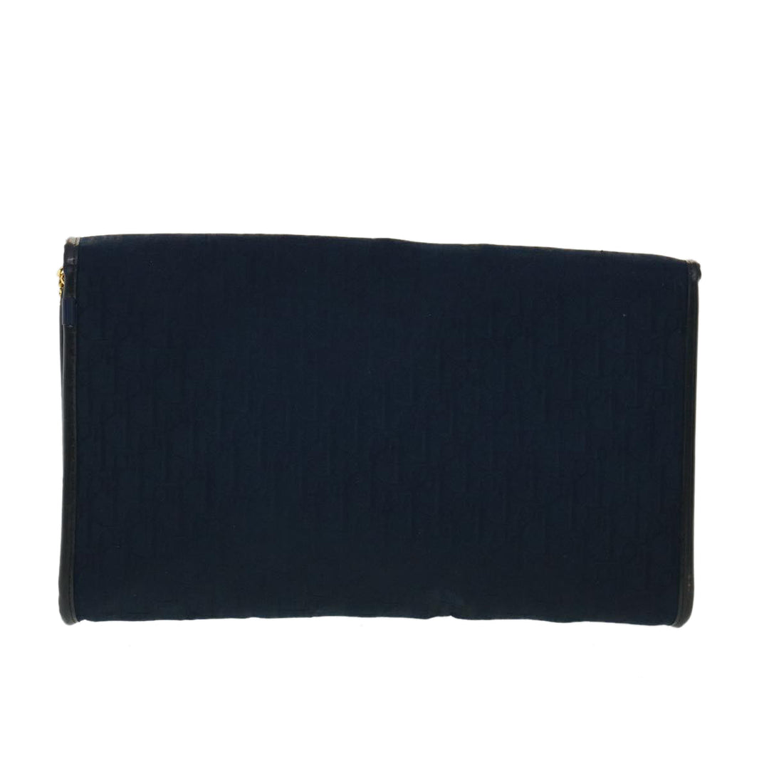CHRISTIAN Top quality Dior Trotter Canvas Chain Shoulder Bag Navy Auth rd2392