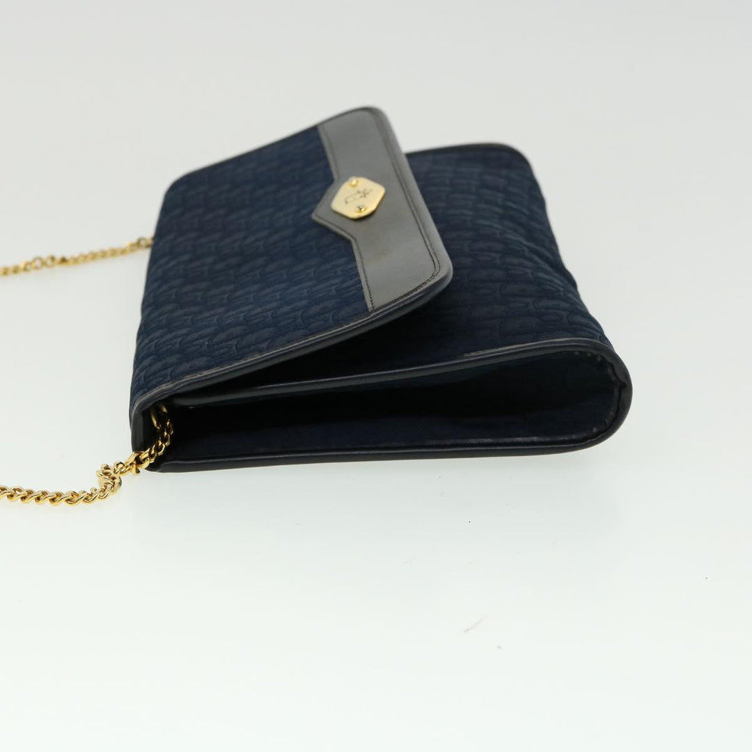 CHRISTIAN Top quality Dior Trotter Canvas Chain Shoulder Bag Navy Auth rd2392