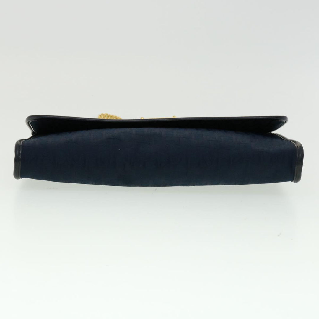 CHRISTIAN Top quality Dior Trotter Canvas Chain Shoulder Bag Navy Auth rd2392