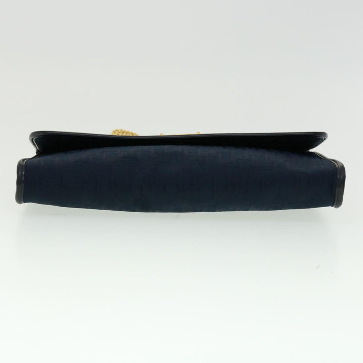 CHRISTIAN Top quality Dior Trotter Canvas Chain Shoulder Bag Navy Auth rd2392