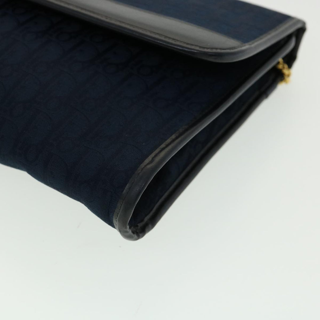 CHRISTIAN Top quality Dior Trotter Canvas Chain Shoulder Bag Navy Auth rd2392