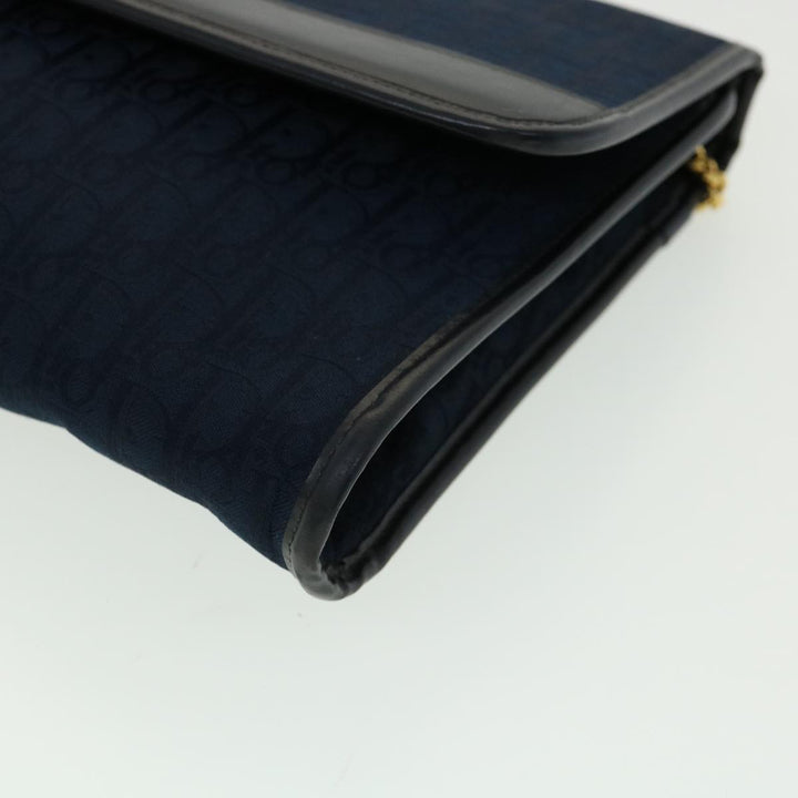 CHRISTIAN Top quality Dior Trotter Canvas Chain Shoulder Bag Navy Auth rd2392