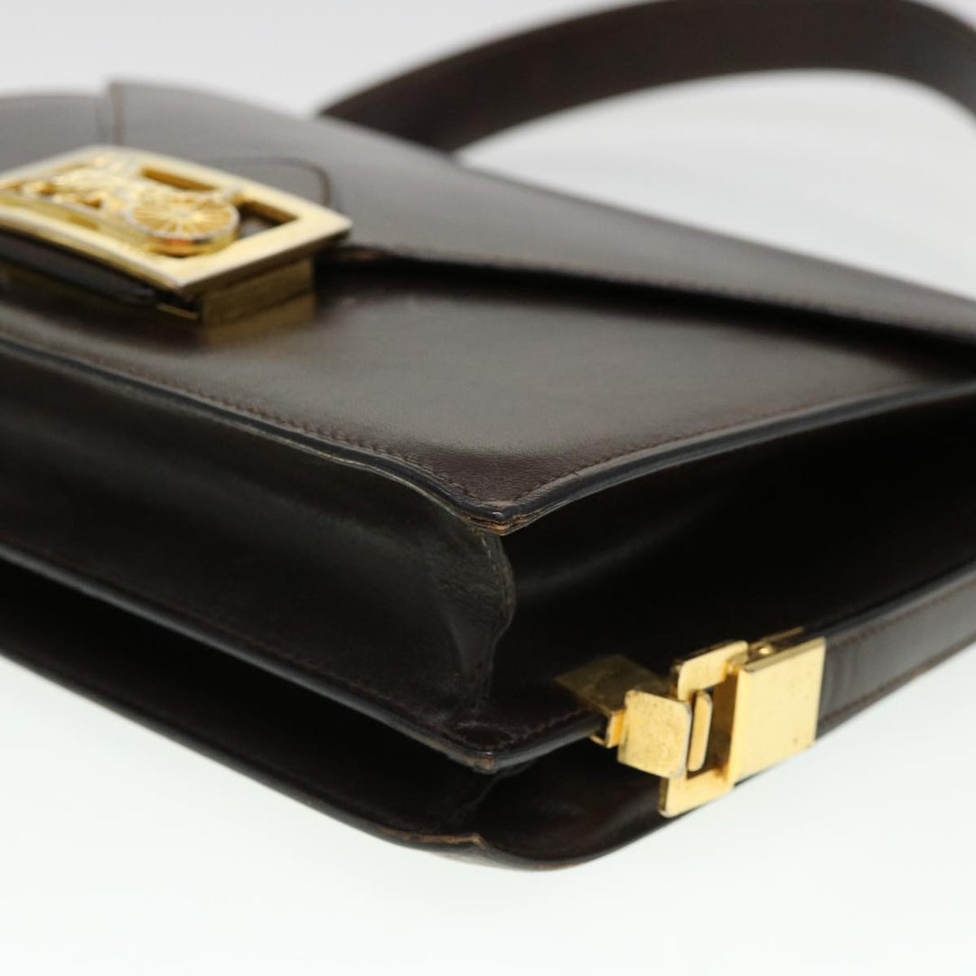 Celine Horse Carriage Shoulder Bag Leather Brown Auth rd4366