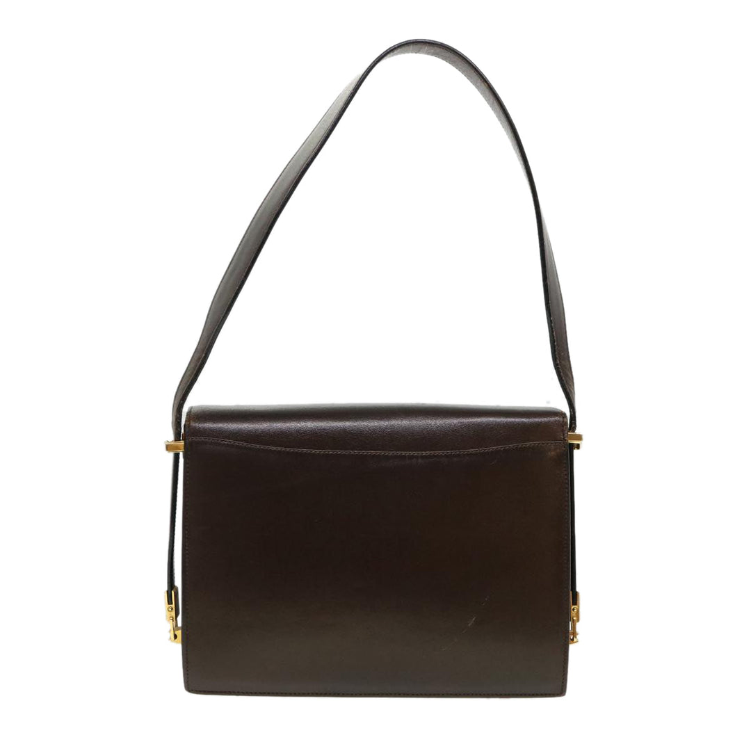 Celine Horse Carriage Shoulder Bag Leather Brown Auth rd4366