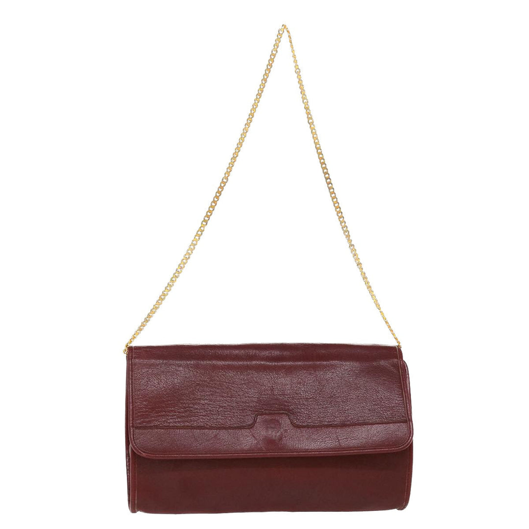 CHRISTIAN Top quality Dior Chain Shoulder Bag Leather Red Auth rd4545