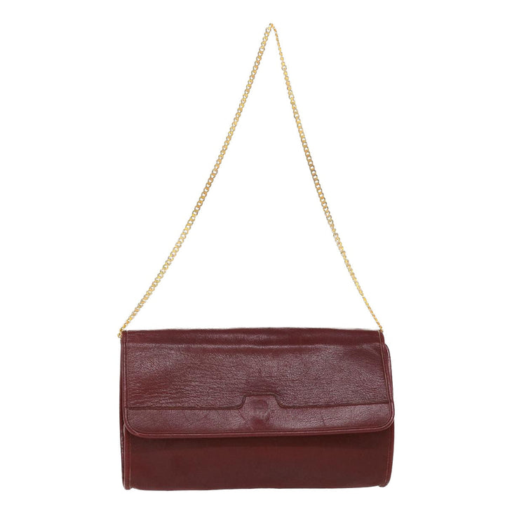 CHRISTIAN Top quality Dior Chain Shoulder Bag Leather Red Auth rd4545