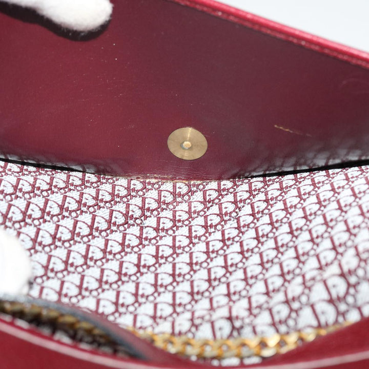 CHRISTIAN Top quality Dior Chain Shoulder Bag Leather Red Auth rd4545