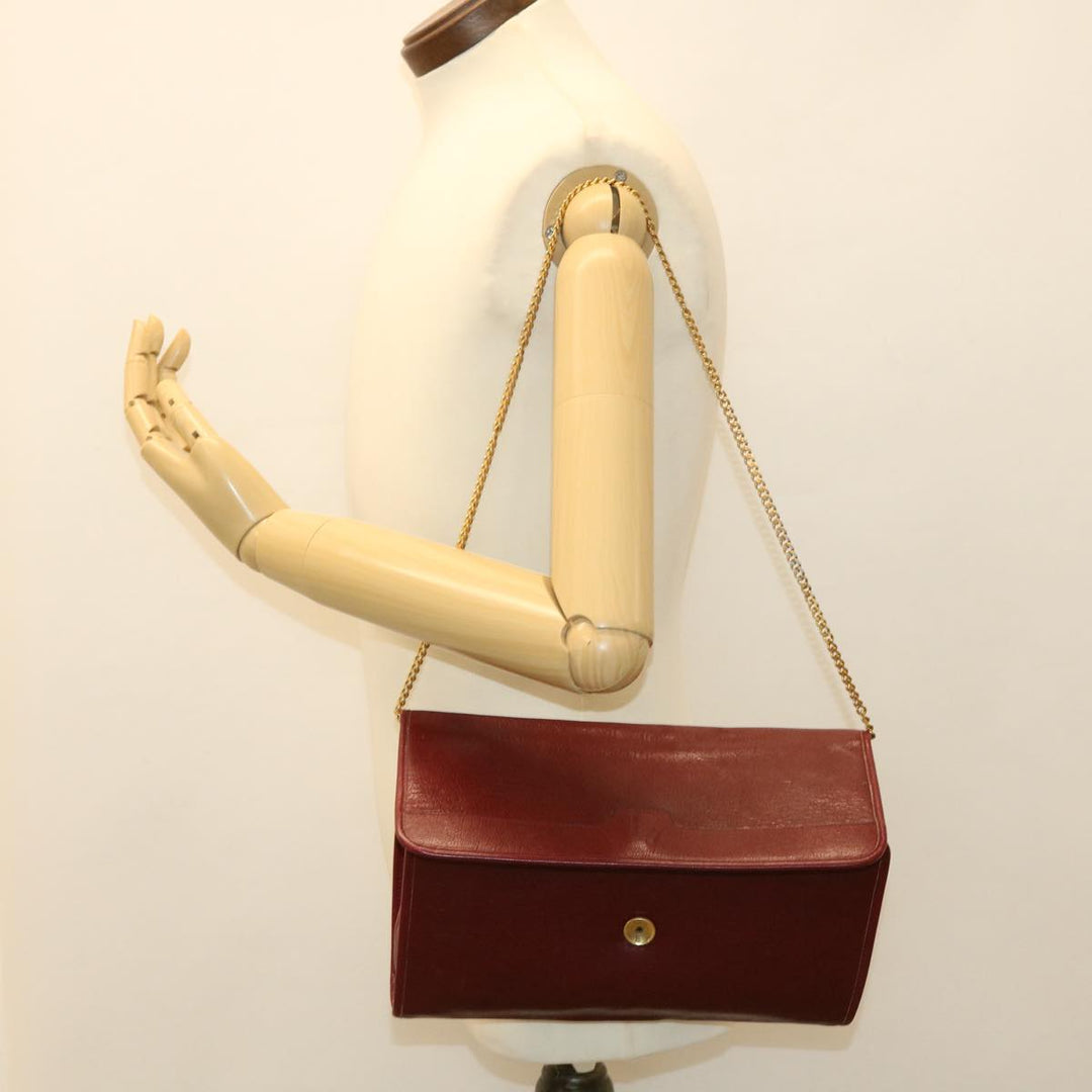 CHRISTIAN Top quality Dior Chain Shoulder Bag Leather Red Auth rd4545