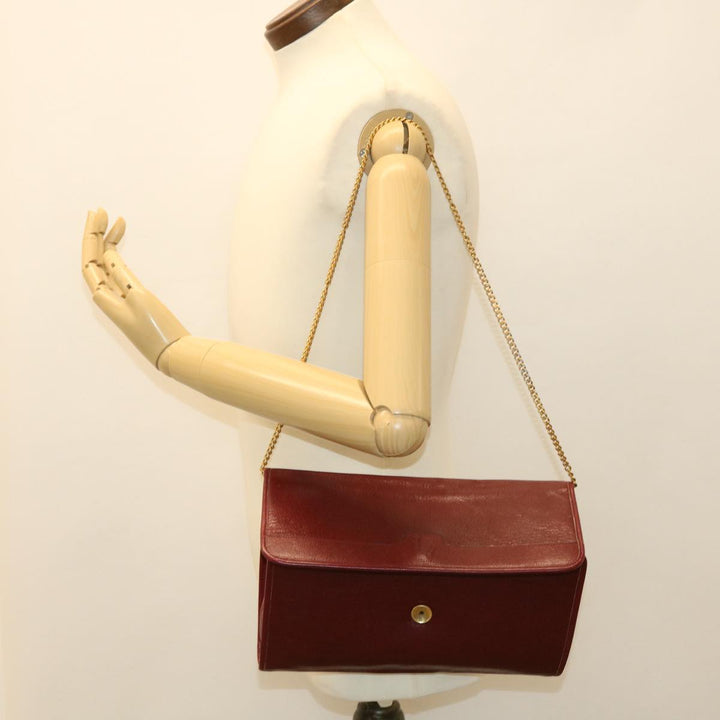 CHRISTIAN Top quality Dior Chain Shoulder Bag Leather Red Auth rd4545