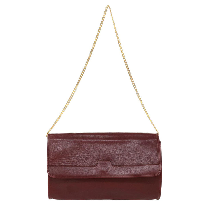 CHRISTIAN Top quality Dior Chain Shoulder Bag Leather Red Auth rd4545