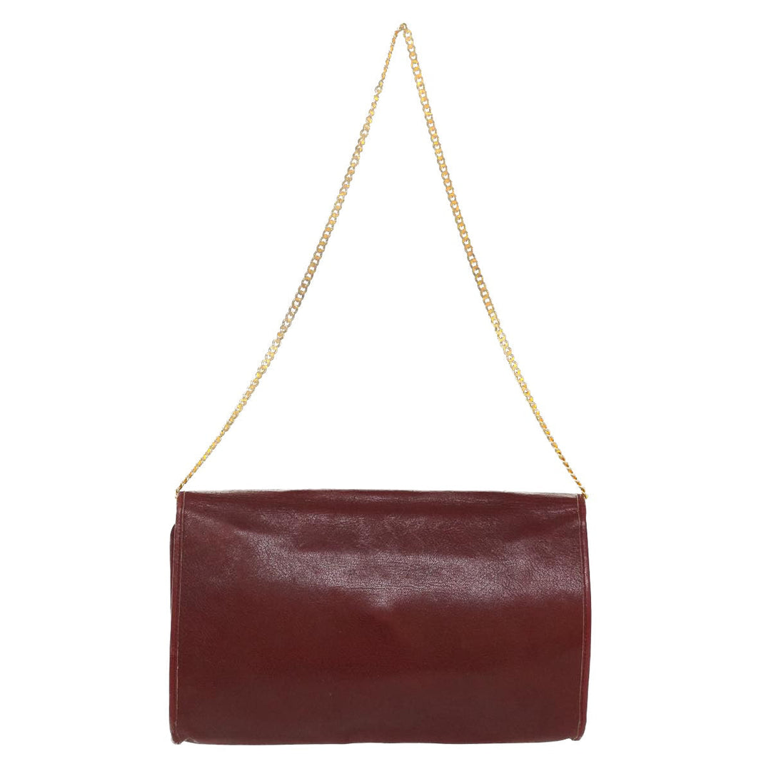 CHRISTIAN Top quality Dior Chain Shoulder Bag Leather Red Auth rd4545