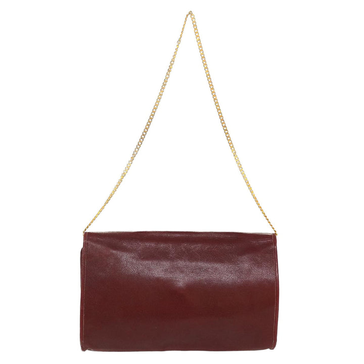 CHRISTIAN Top quality Dior Chain Shoulder Bag Leather Red Auth rd4545