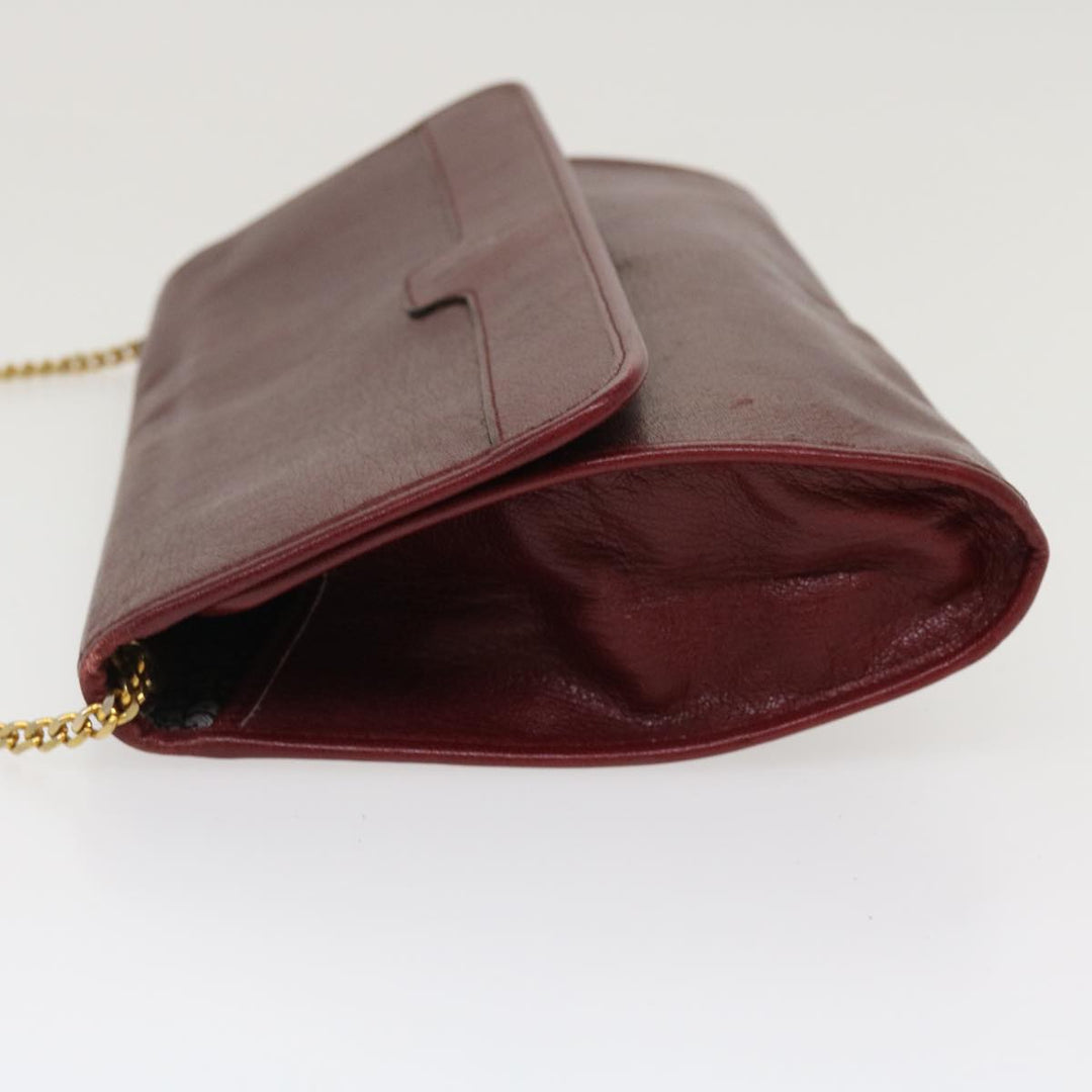 CHRISTIAN Top quality Dior Chain Shoulder Bag Leather Red Auth rd4545