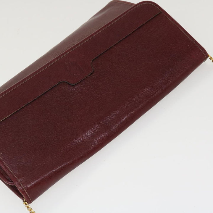 CHRISTIAN Top quality Dior Chain Shoulder Bag Leather Red Auth rd4545