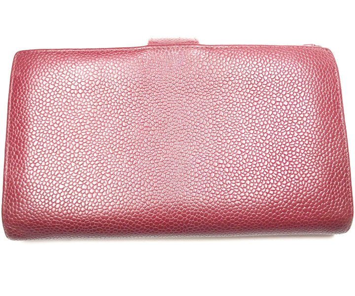 Top Quality Chanel Classic Burgundy Caviar Bi Fold Long Wallet