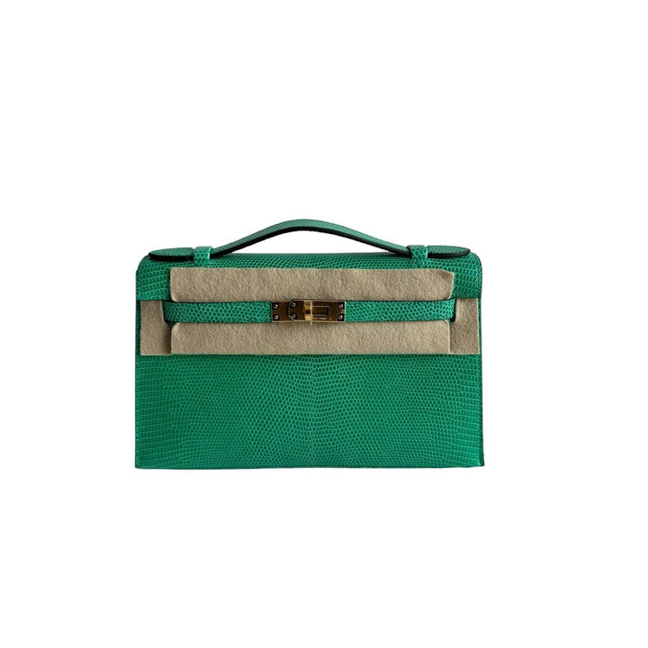 Hermes Kelly Pochette Menthe Lizard