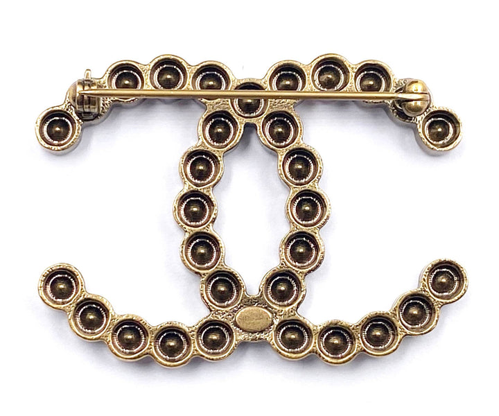 Top Quality Chanel Classic Rustic Gold Crystal Brooch