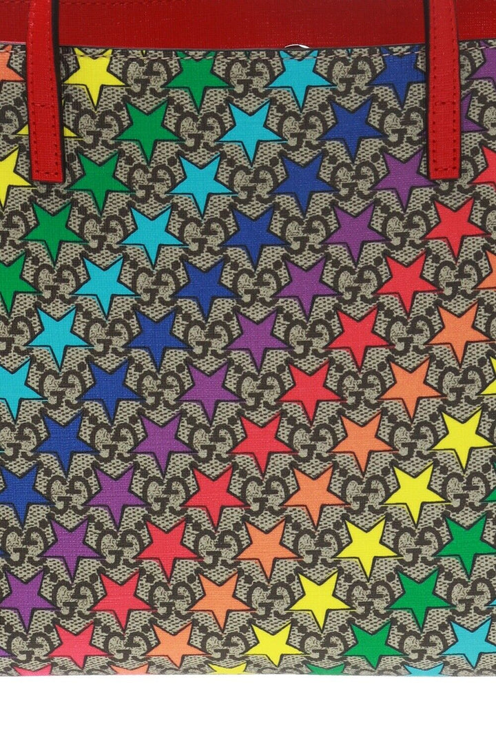 Gucci Childrens Rainbow Stars Leather Supreme Tote Handbag Bag Italy Red NEW