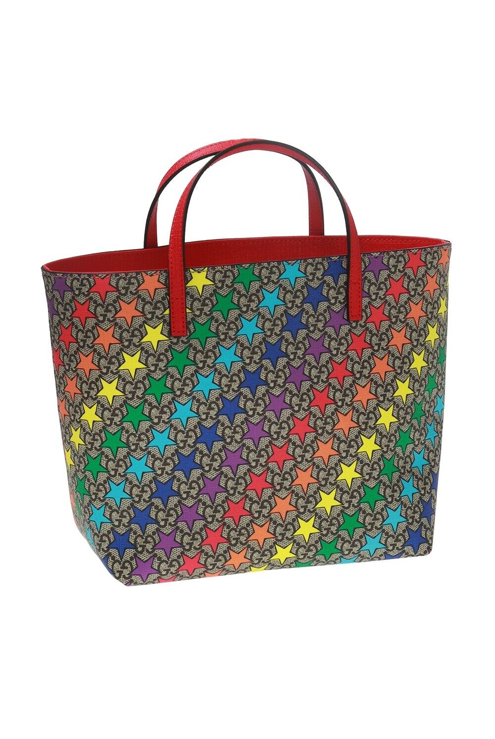Gucci Childrens Rainbow Stars Leather Supreme Tote Handbag Bag Italy Red NEW