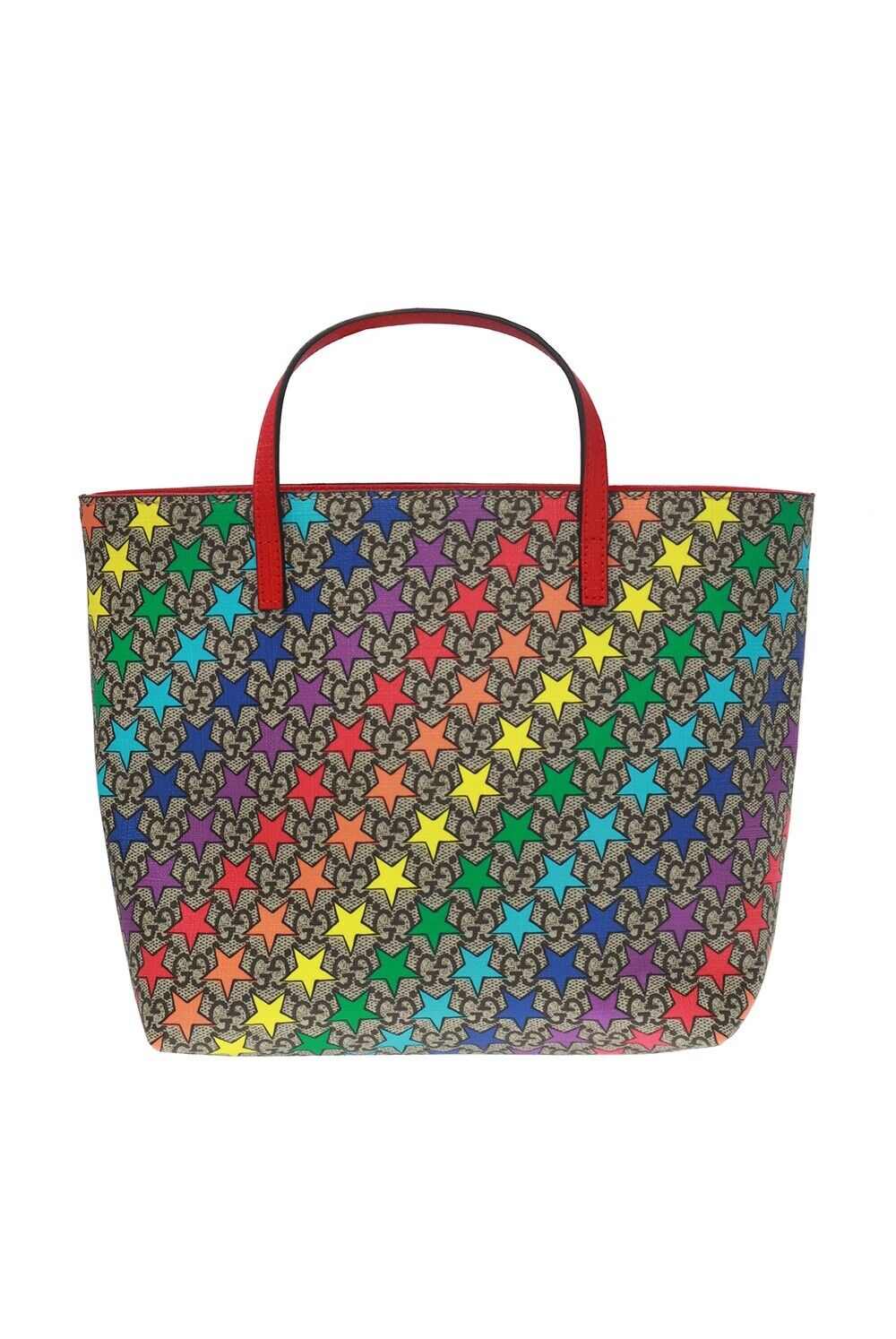 Gucci Childrens Rainbow Stars Leather Supreme Tote Handbag Bag Italy Red NEW