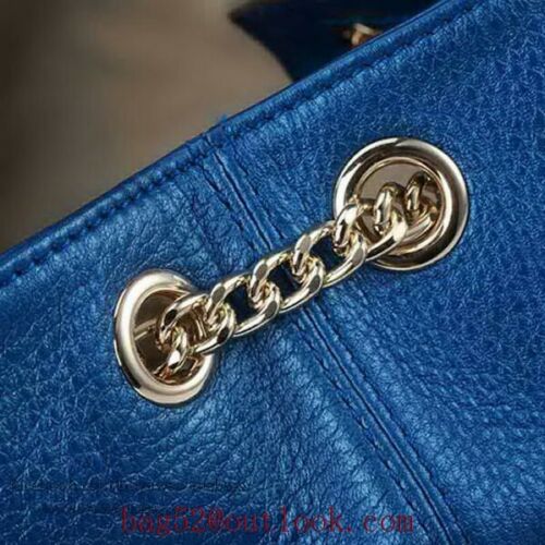 Gucci Soho BLUE Caspian Gold Double Chain Hobo Leather Shoulder Bag Italy NEW