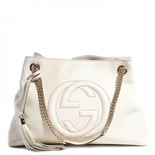 Gucci Soho BLUE Caspian Gold Double Chain Hobo Leather Shoulder Bag Italy NEW