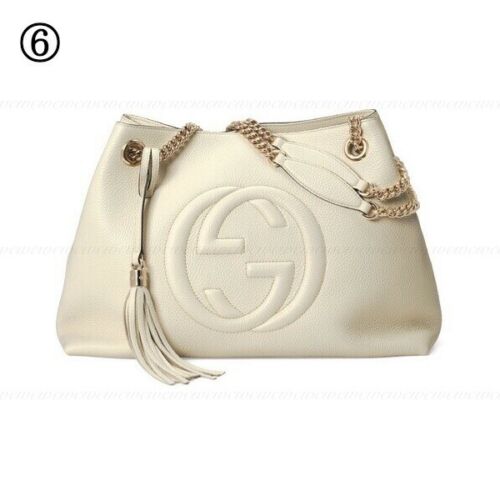 Gucci Soho BLUE Caspian Gold Double Chain Hobo Leather Shoulder Bag Italy NEW