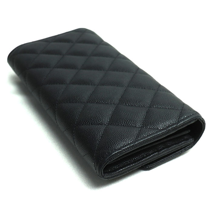 Top Quality Chanel Caviar Long Flap Wallet Black
