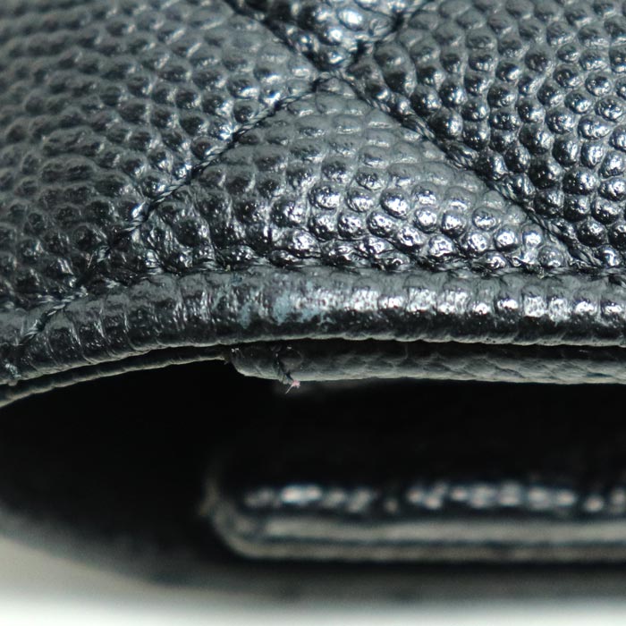 Top Quality Chanel Caviar Long Flap Wallet Black