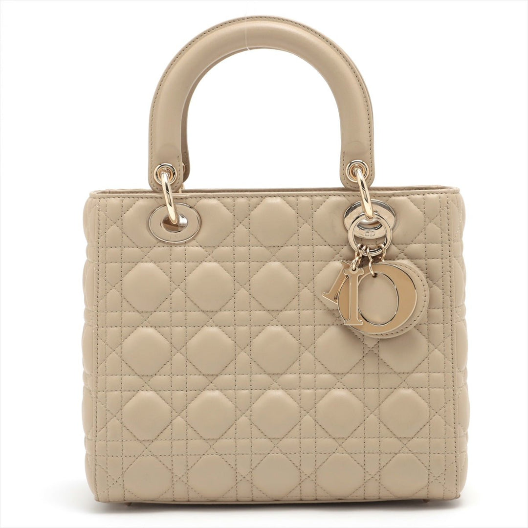 Lady Top quality Dior Medium Cannage Leather Beige Bag