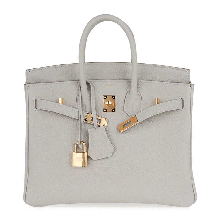 Top quality Hermes Birkin 25 Bag Gris Perle Togo Gold Hardware