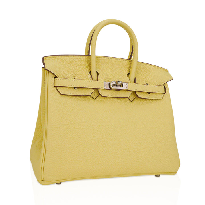 Top quality Hermes Birkin 25 Bag Jaune Poussin Togo Leather with Palladium Hardware