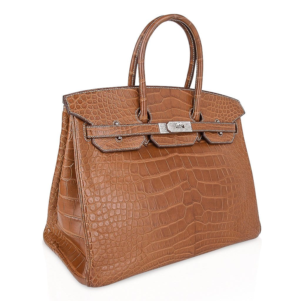 Top quality Hermes Diamond Birkin 35 Bag Fauve Barenia Matte Alligator Rare