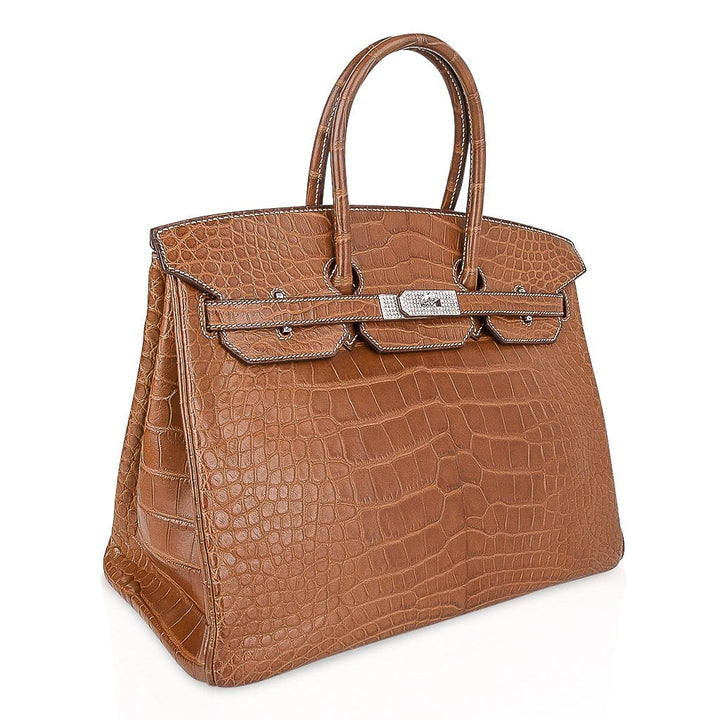 Top quality Hermes Diamond Birkin 35 Bag Fauve Barenia Matte Alligator Rare