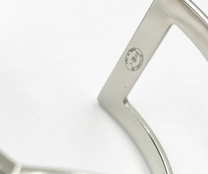 Top Quality Chanel Classic Silver CC Square Round Crystal Cutout Double Cuff Bracelet