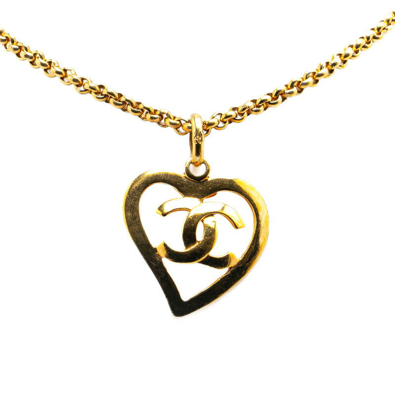 Top Quality Chanel Vintage Heart Motif Necklace Gold