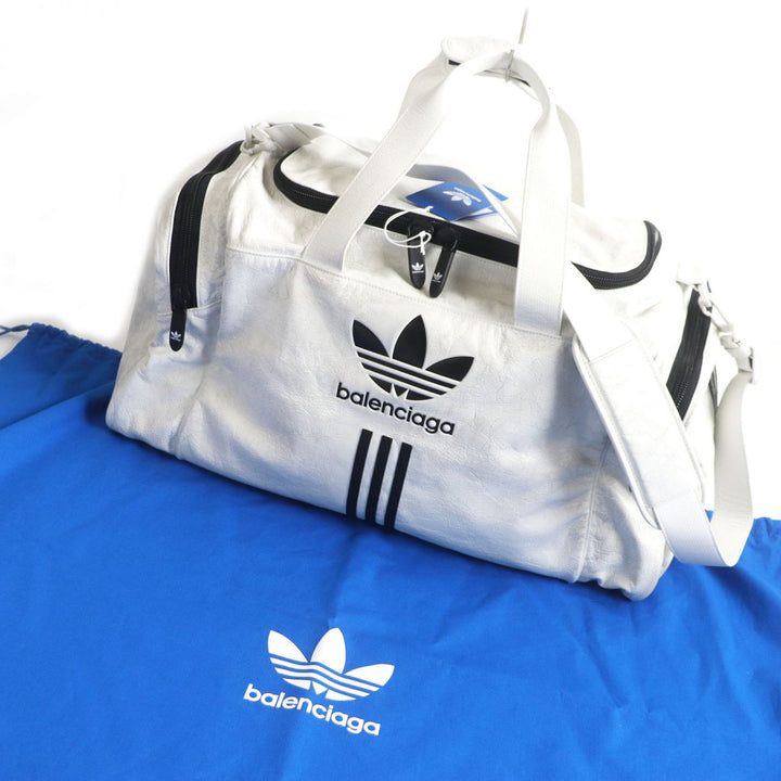 Top Quality Balenciaga Adidas Lambskin Gym Bag White