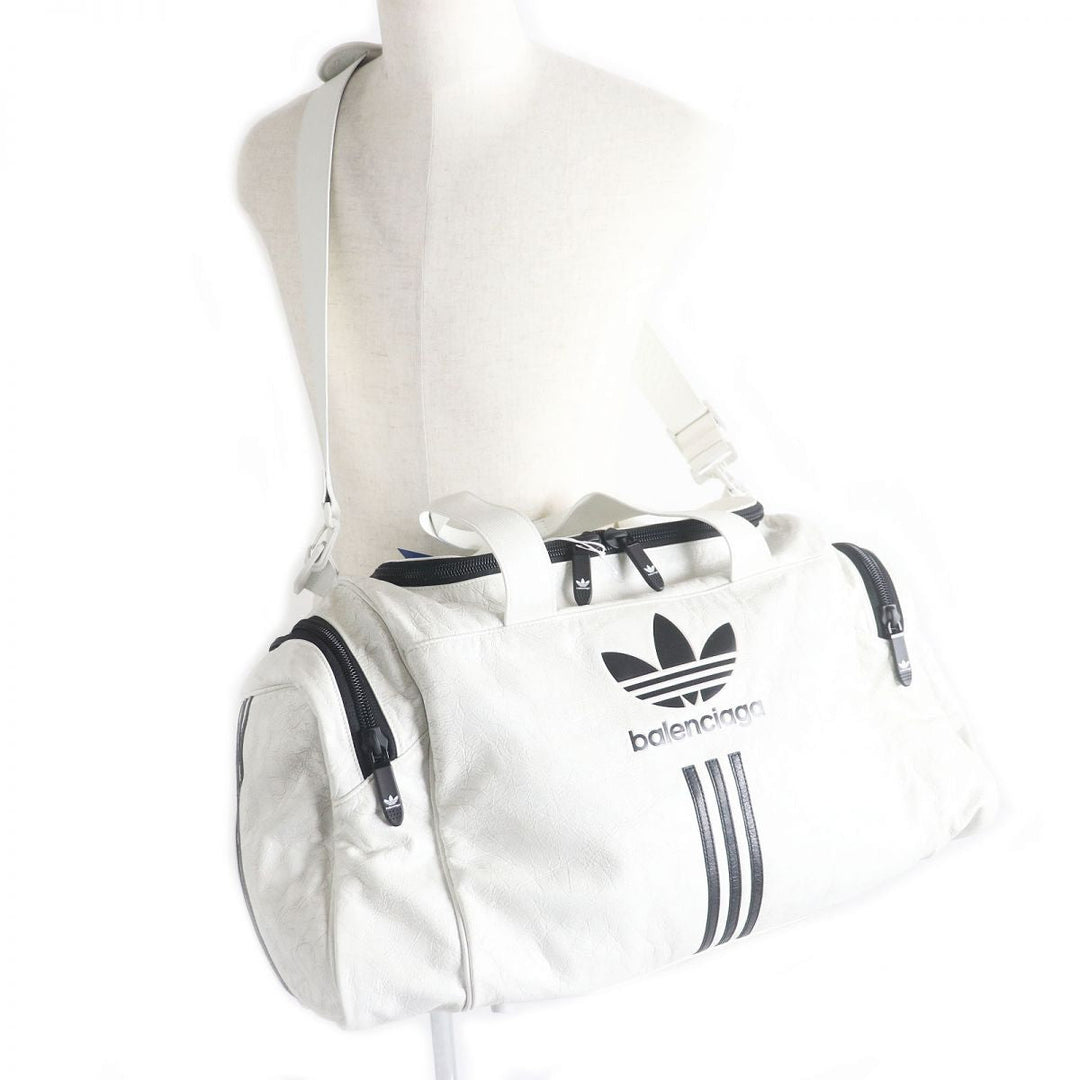 Top Quality Balenciaga Adidas Lambskin Gym Bag White