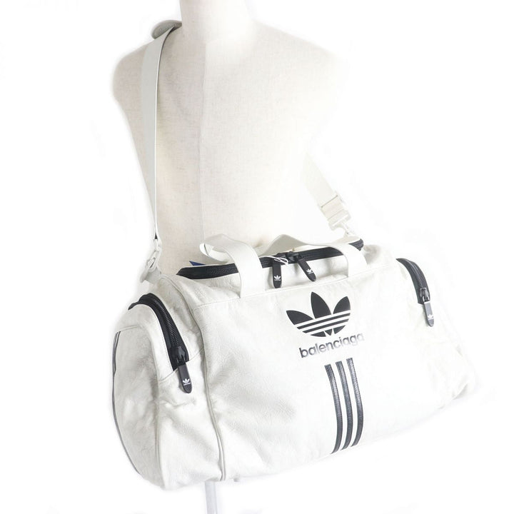 Top Quality Balenciaga Adidas Lambskin Gym Bag White