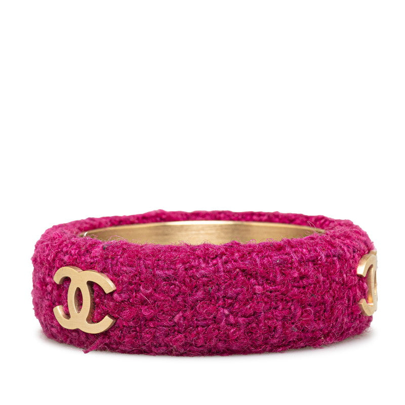 Top Quality Chanel Coco Mark Bangle Purple Gold Tweed