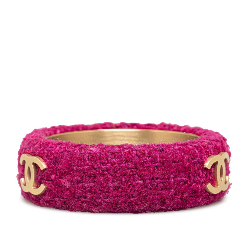 Top Quality Chanel Coco Mark Bangle Purple Gold Tweed