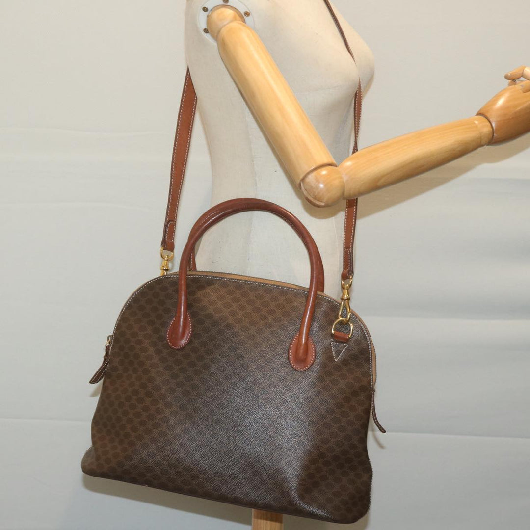 Celine Macadam Canvas Tote Bag PVC Leather 2way Brown  tb1019