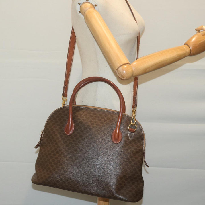 Celine Macadam Canvas Tote Bag PVC Leather 2way Brown  tb1019