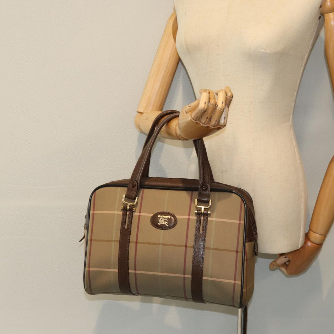 BurberrySs Nova Check Hand Bag Canvas Beige Auth tb1083
