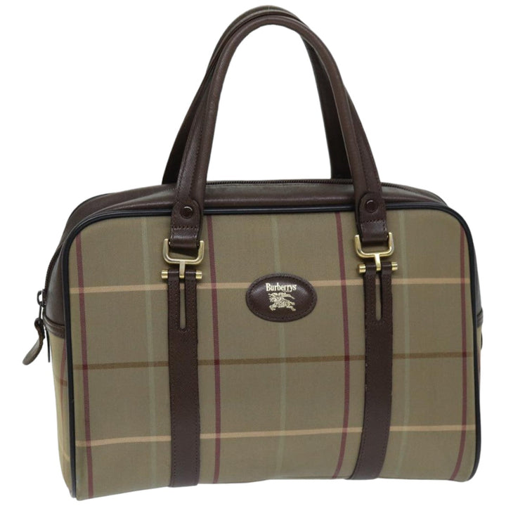 BurberrySs Nova Check Hand Bag Canvas Beige Auth tb1083