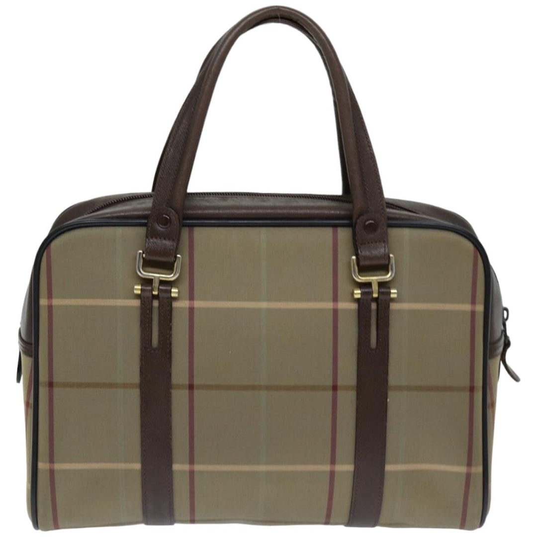 BurberrySs Nova Check Hand Bag Canvas Beige Auth tb1083