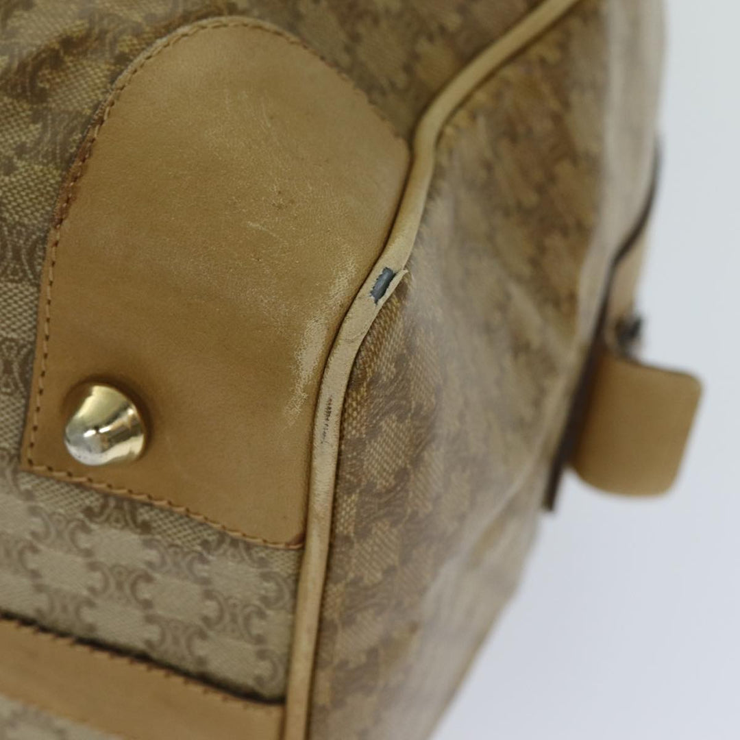 Celine Macadam Canvas Boston Bag Beige Auth tb1089