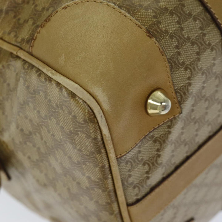 Celine Macadam Canvas Boston Bag Beige Auth tb1089