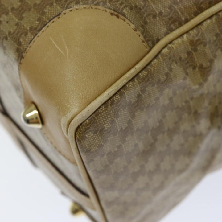 Celine Macadam Canvas Boston Bag Beige Auth tb1089