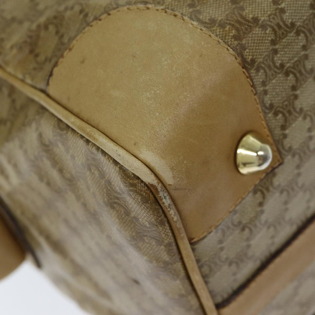 Celine Macadam Canvas Boston Bag Beige Auth tb1089